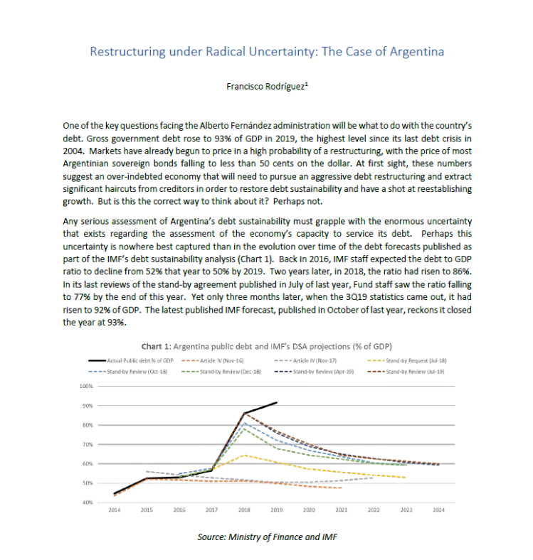 Reestructuring under Radical Uncertainty: The Case of Argentina